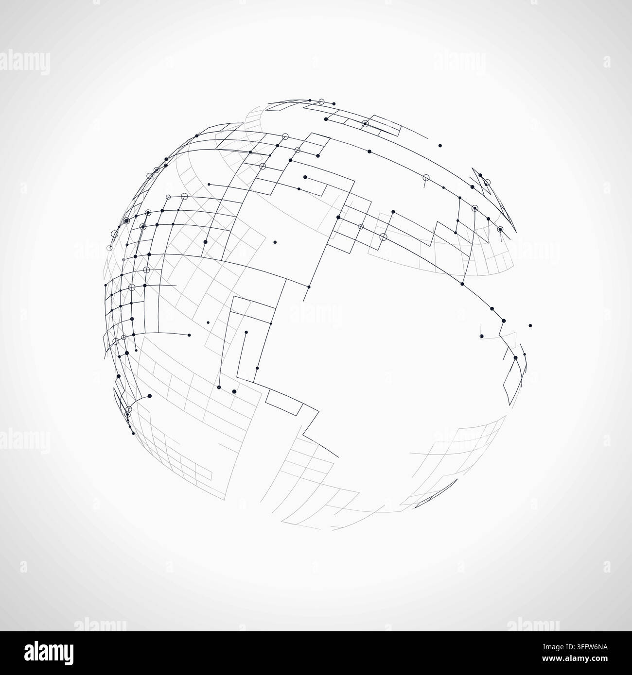 Decorative tech globe illustration for presentation covers, creative layouts, and modern visual branding. Stock Vector