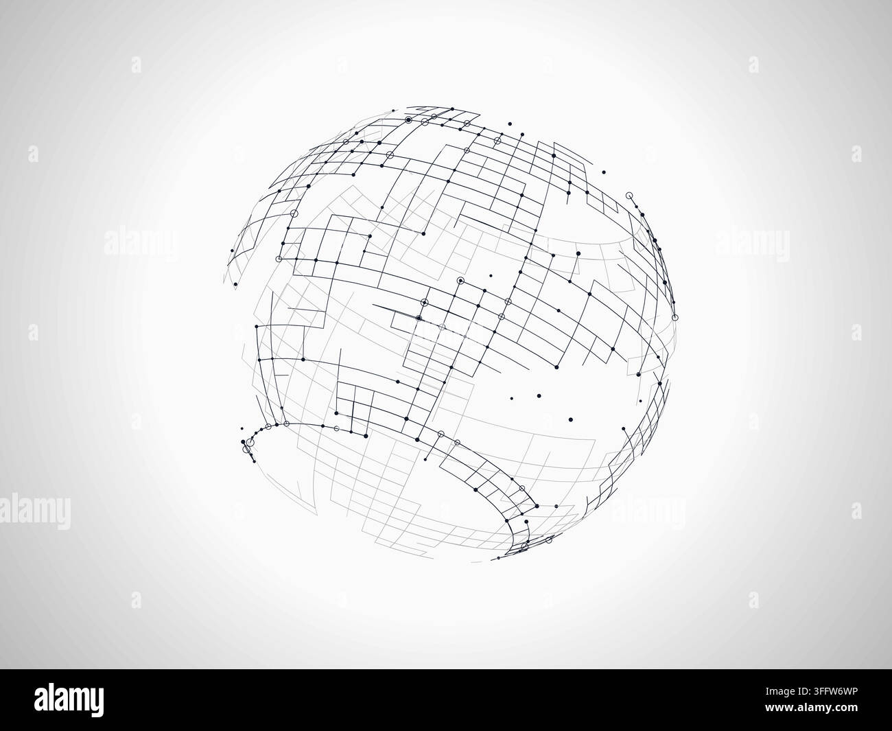 Decorative tech globe illustration for web banners, creative layouts, and modern visual branding. Stock Vector