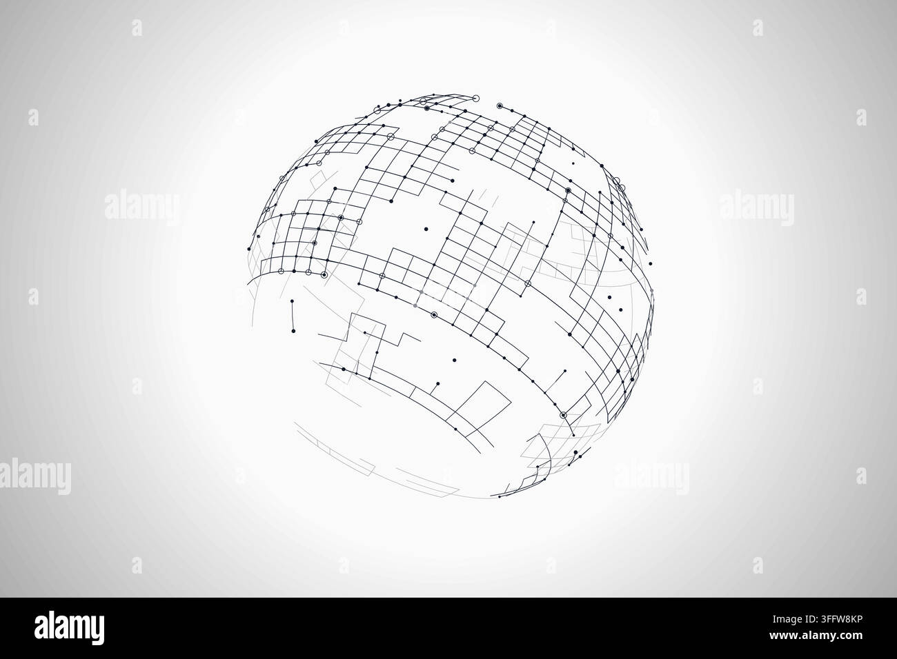 Decorative tech globe illustration for creative templates, creative layouts, and modern visual branding. Stock Vector