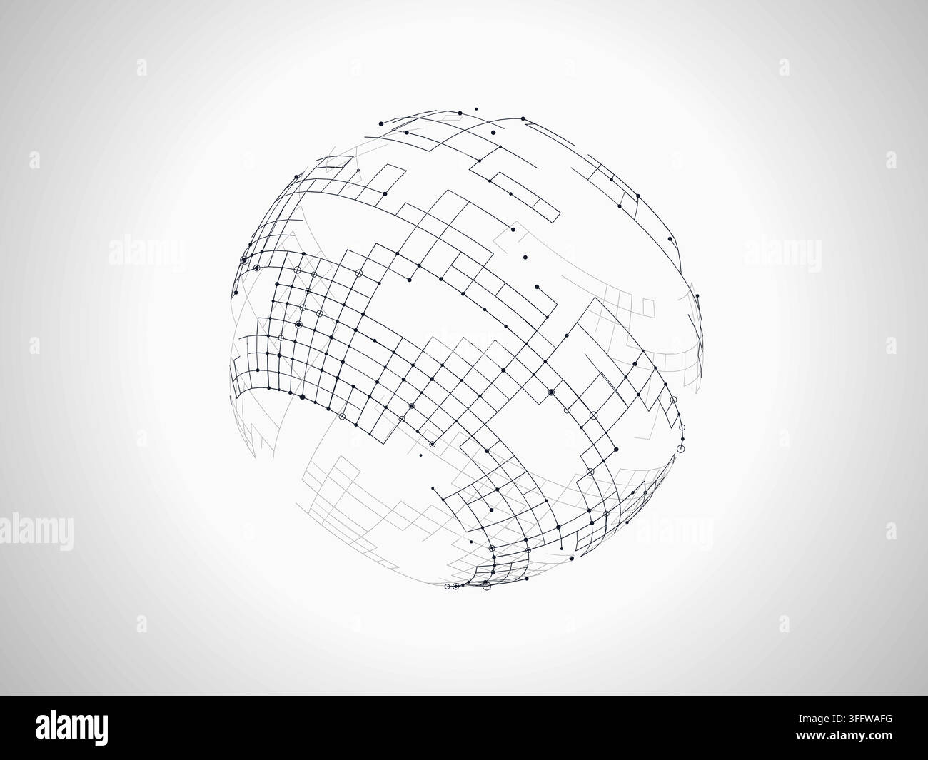Abstract technology sphere background with connected digital lines and data points Stock Vector