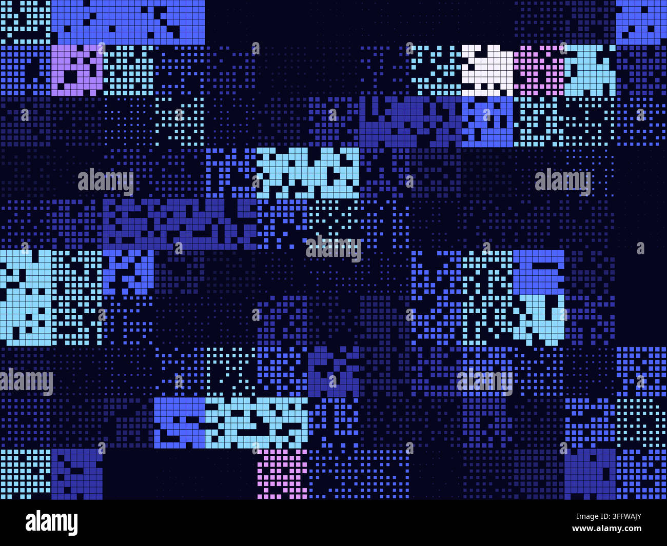 Abstract digital background with random square or rectangular layout made of square pixel clusters Stock Vector