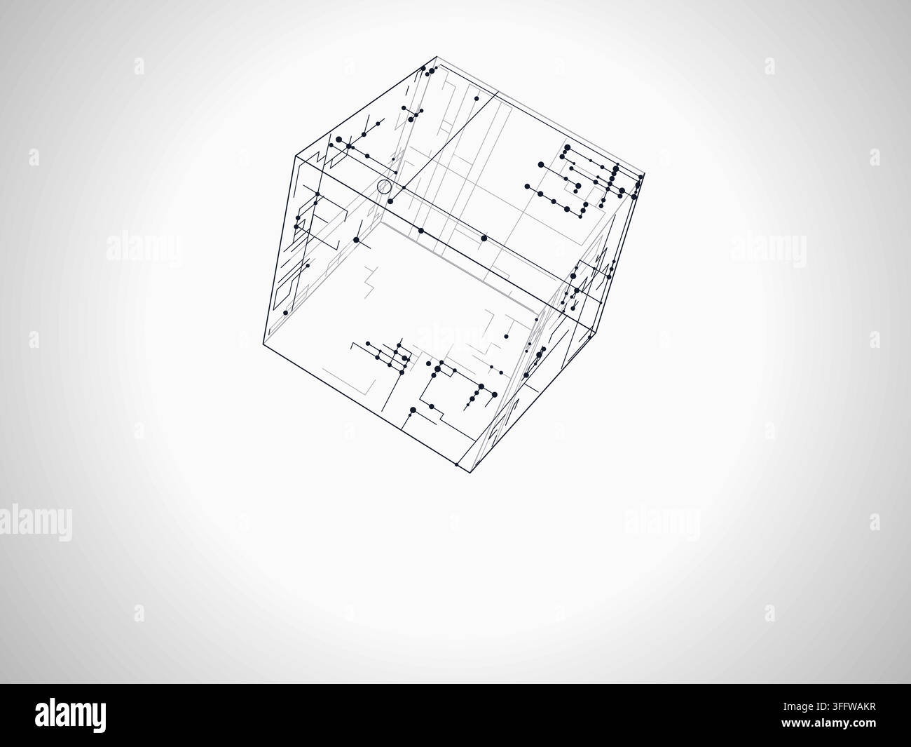 Decorative wire cube illustration for presentation covers, creative layouts, and modern visual branding. Stock Vector