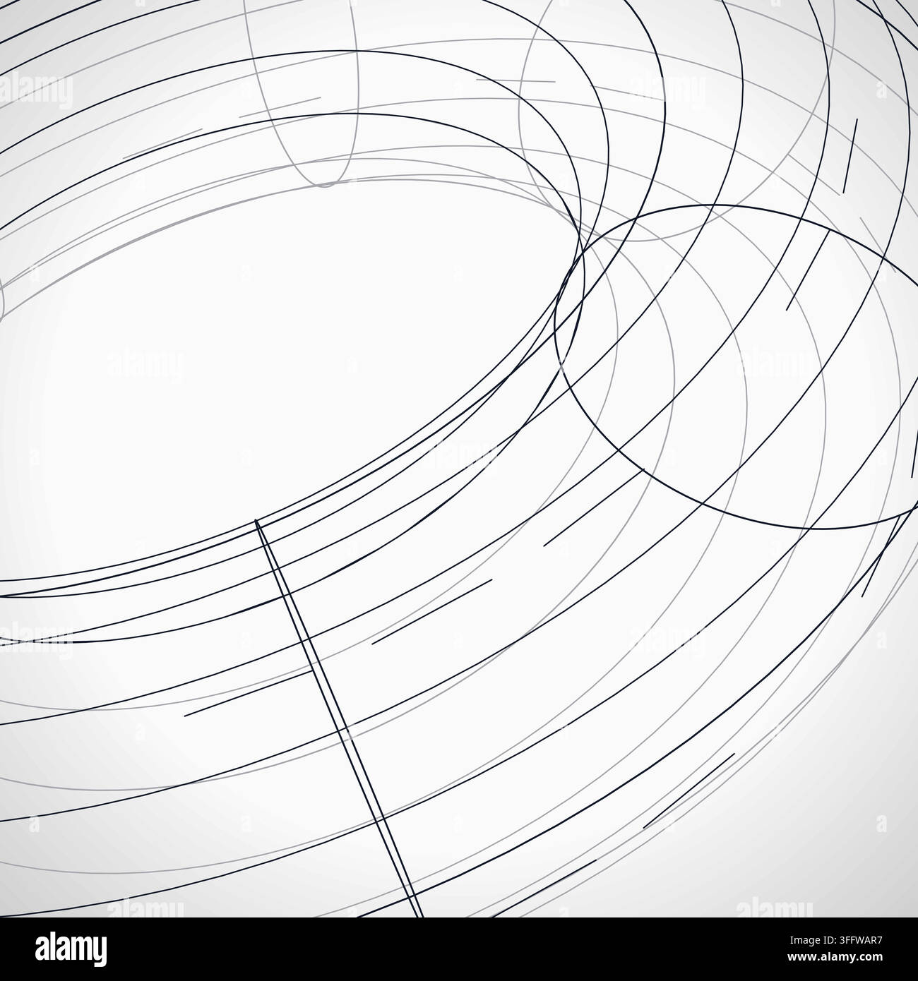 Modern technology-inspired 3D wire torus with layered lines and connection points Stock Vector