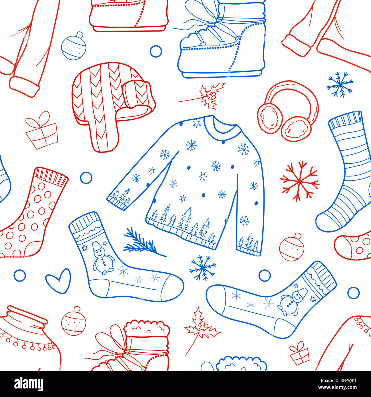 Winter clothes seamless pattern with knitted sweater Stock Vector