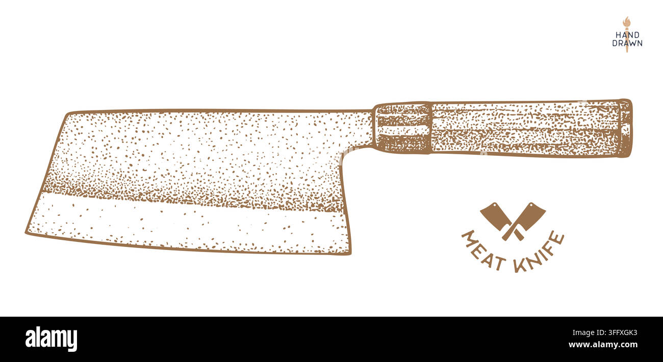 Butcher Knife. Hand drawn sketch Stock Vector