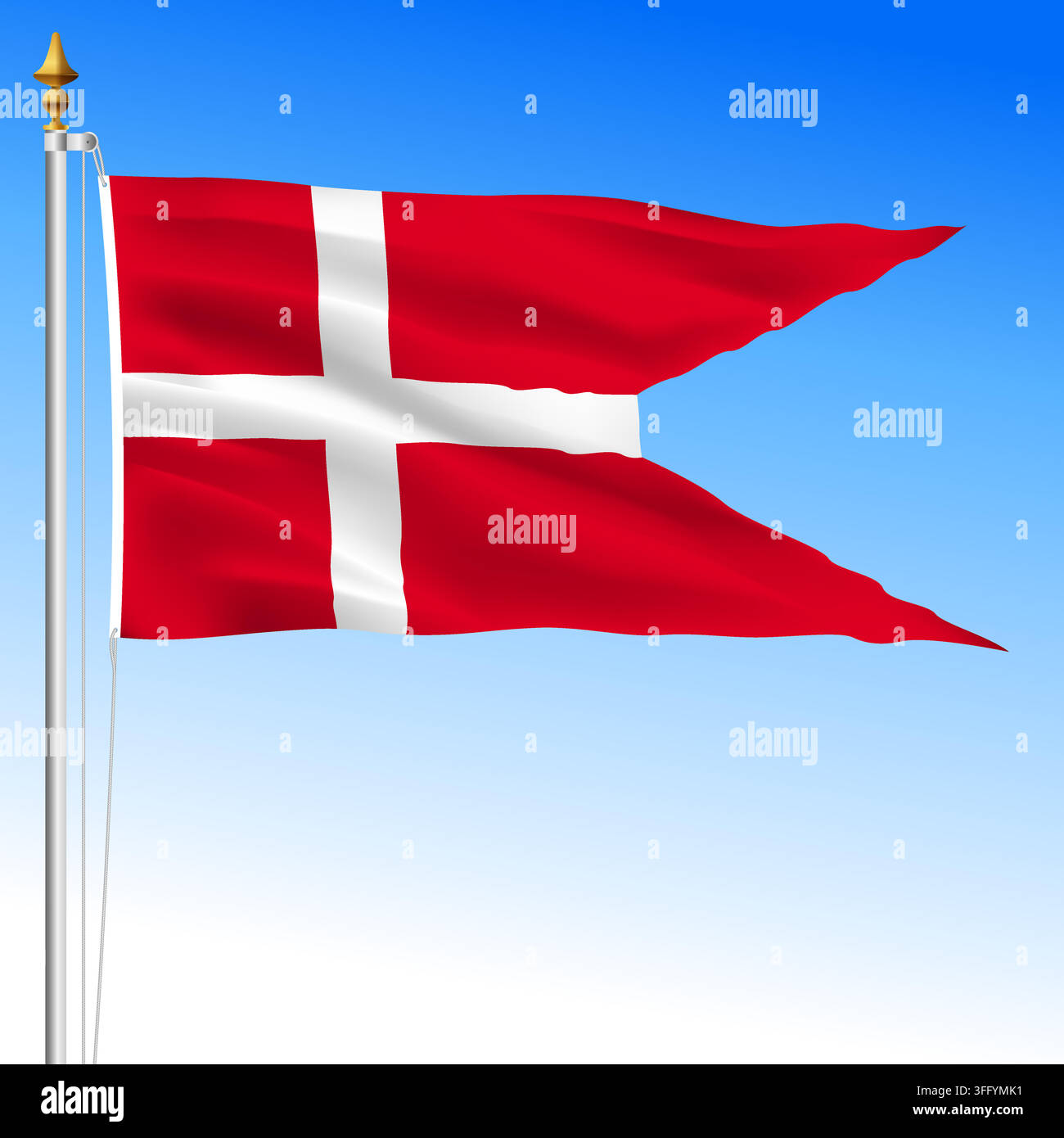 Denmark national state waving swallow-tail flag, European Union, vector illustration Stock Vector