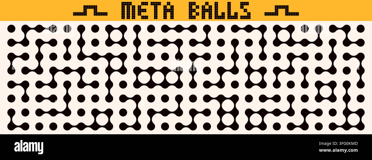 Pack with black metaball forms with connected organic shapes. Template style elements, simple logos. Stock Vector