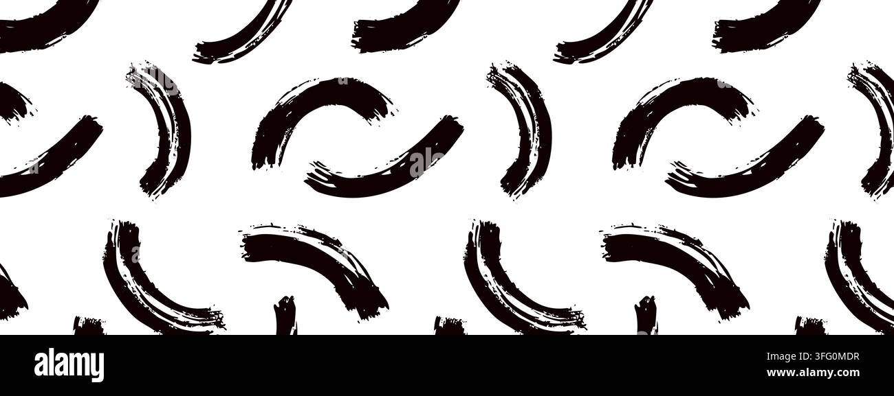 Brush arch seamless pattern with a rough brush texture. Stock Vector