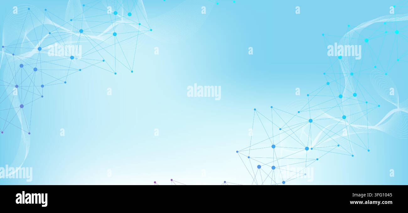 Geometric abstract background with connected line and dots. Structure molecule and communication. Big Data Visualization. Medical, technology, science Stock Vector