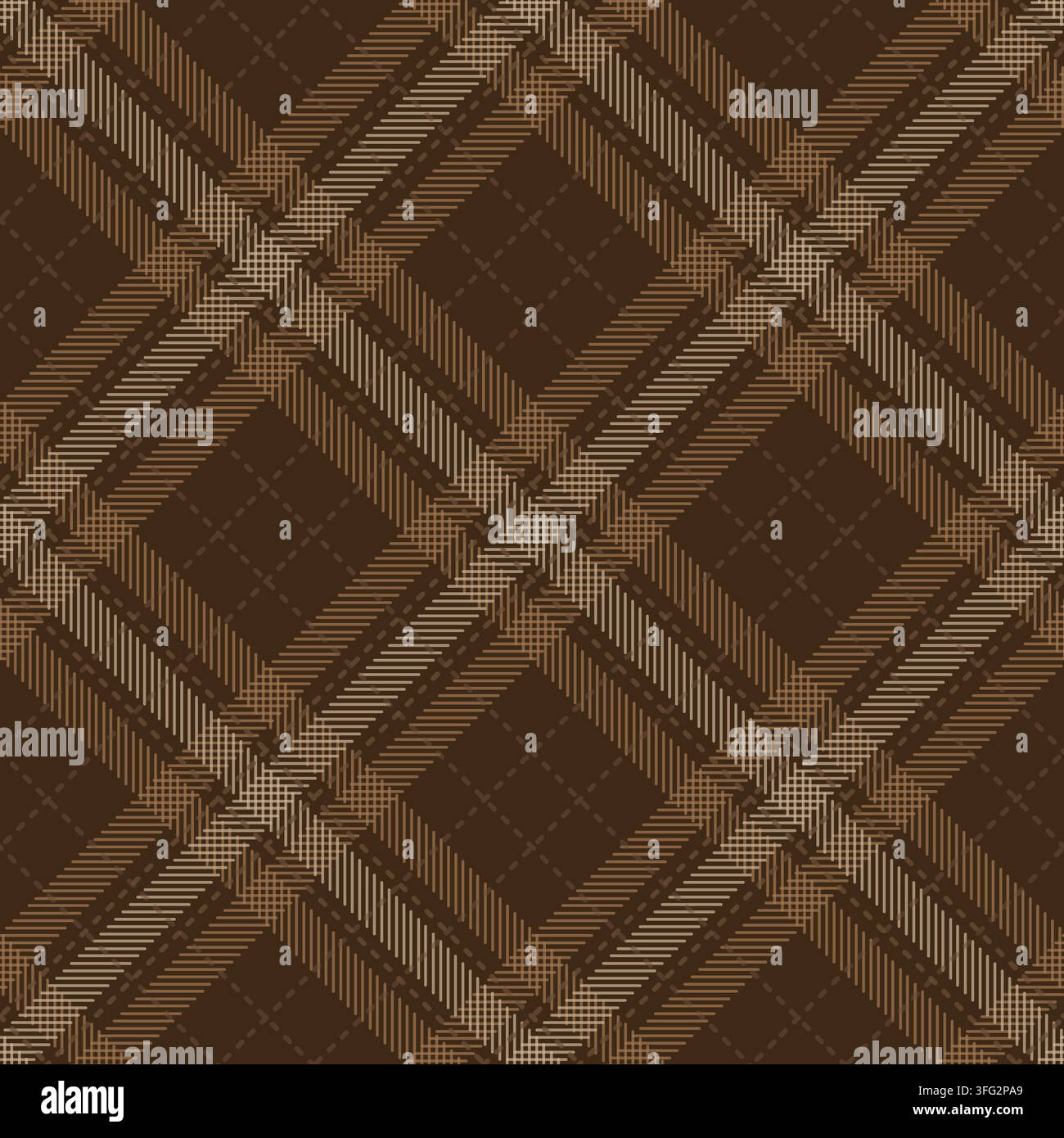 Vintage Rustic Plaid Seamless Pattern Featuring Diagonal Checkered Geometry And Traditional Woven Textile Texture Stock Vector
