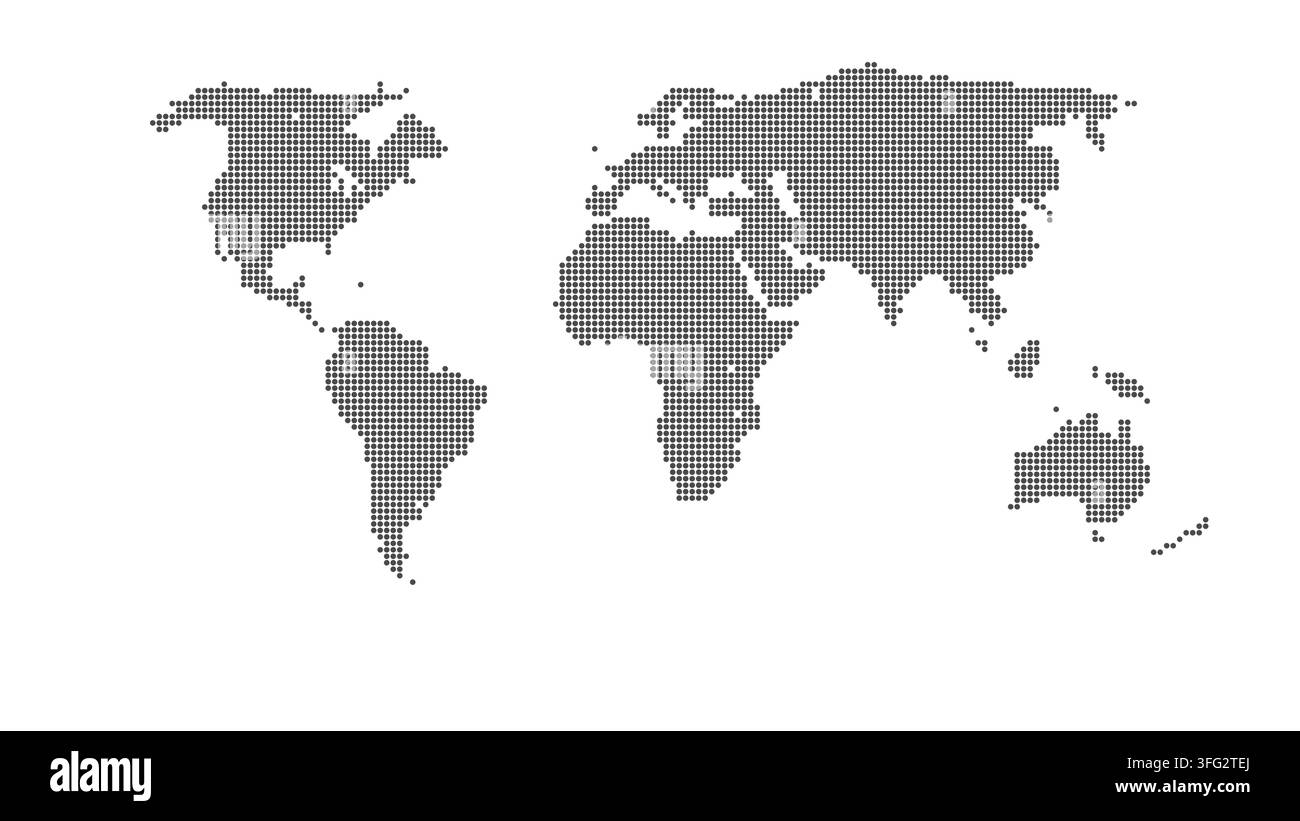 World map showing continents with a modern digital dot pattern Stock Vector