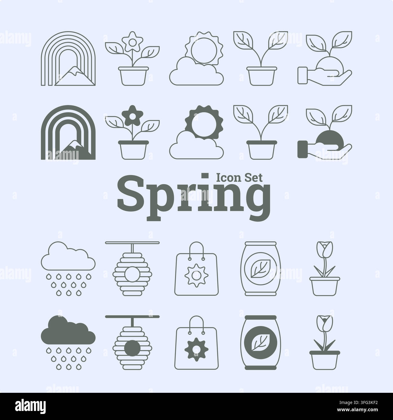 Springtime Inspiration: Vector Icon Set Stock Vector