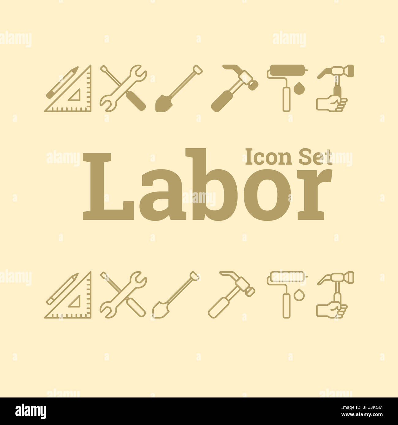 Powering the Workforce: Labor Icon Set Stock Vector
