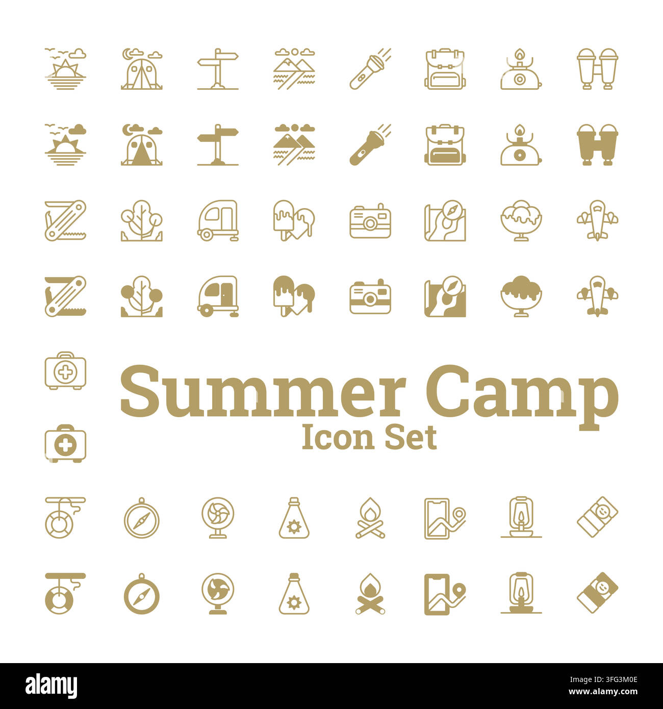 Summer Fun: Icon Set for Camps Stock Vector