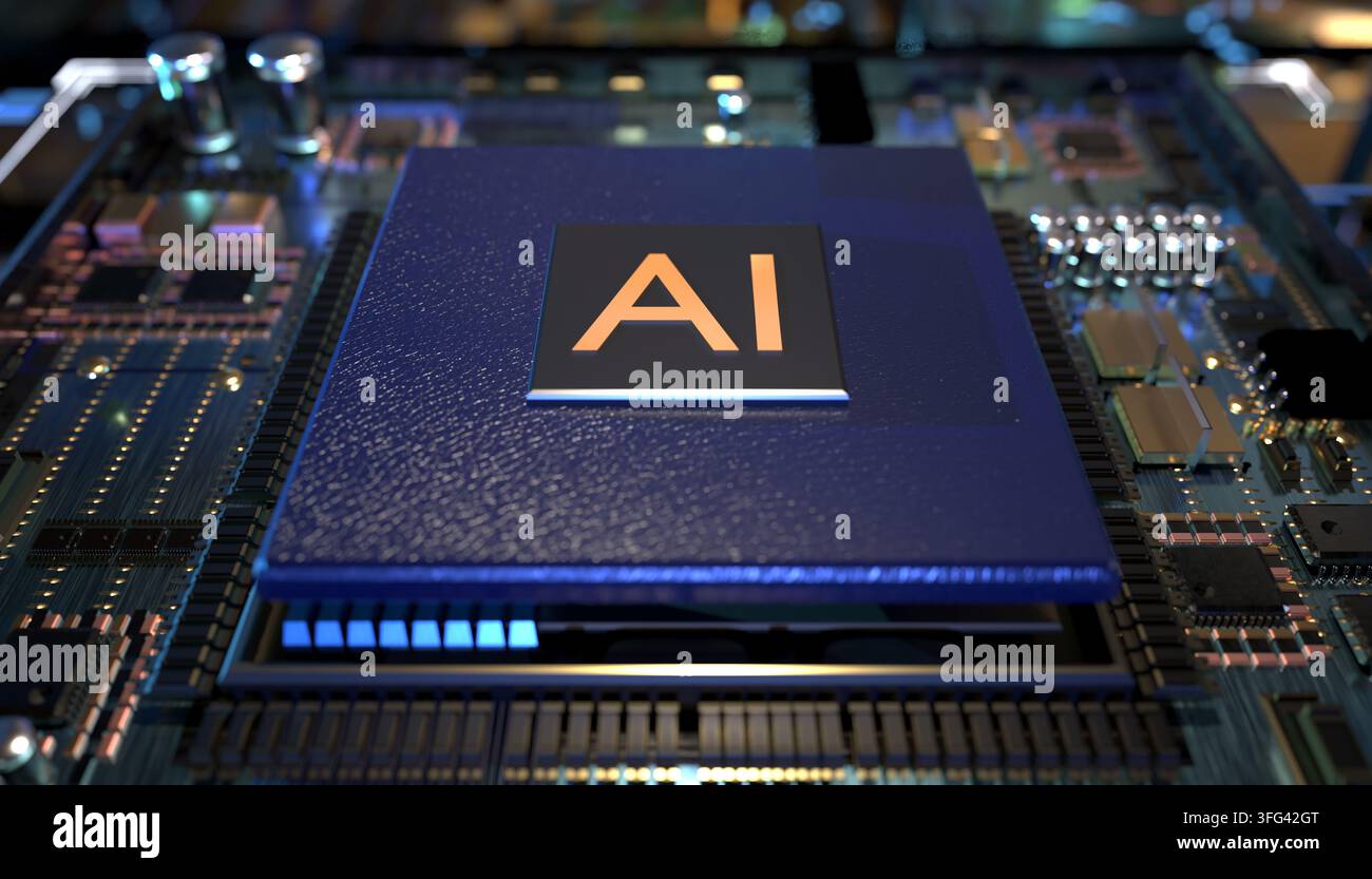 AI (Artificial Intelligence) technology,CPU Concept with Circuit Board Stock Photo