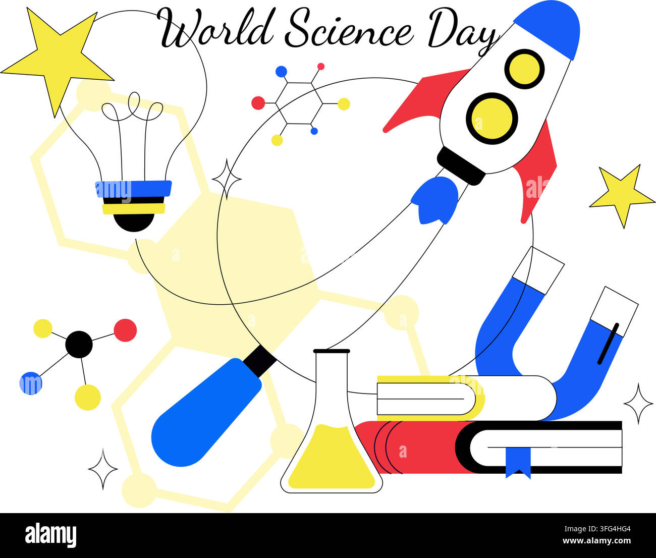 World Science Day Vector Illustration Featuring Scientific Research ...