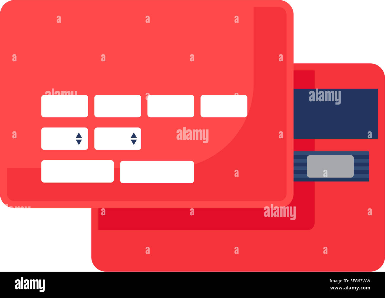 Online form credit card payment input flat vector icon red web checkout window card data input fields electronic banking transaction UI symbol Stock Vector