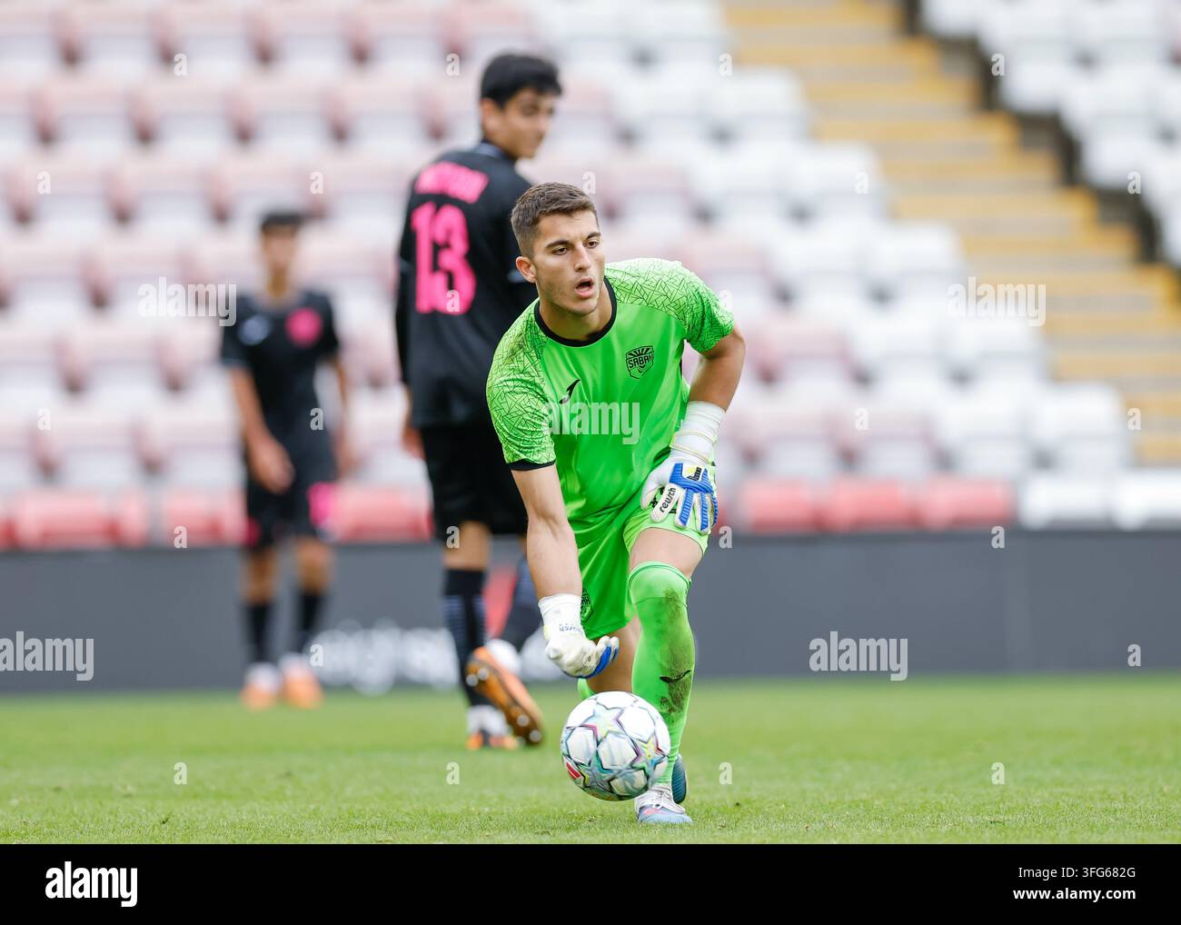 Sep Rauf Leigh, England, 10th September 2026. Rauf Ayyubov of Sabah passes the ...
