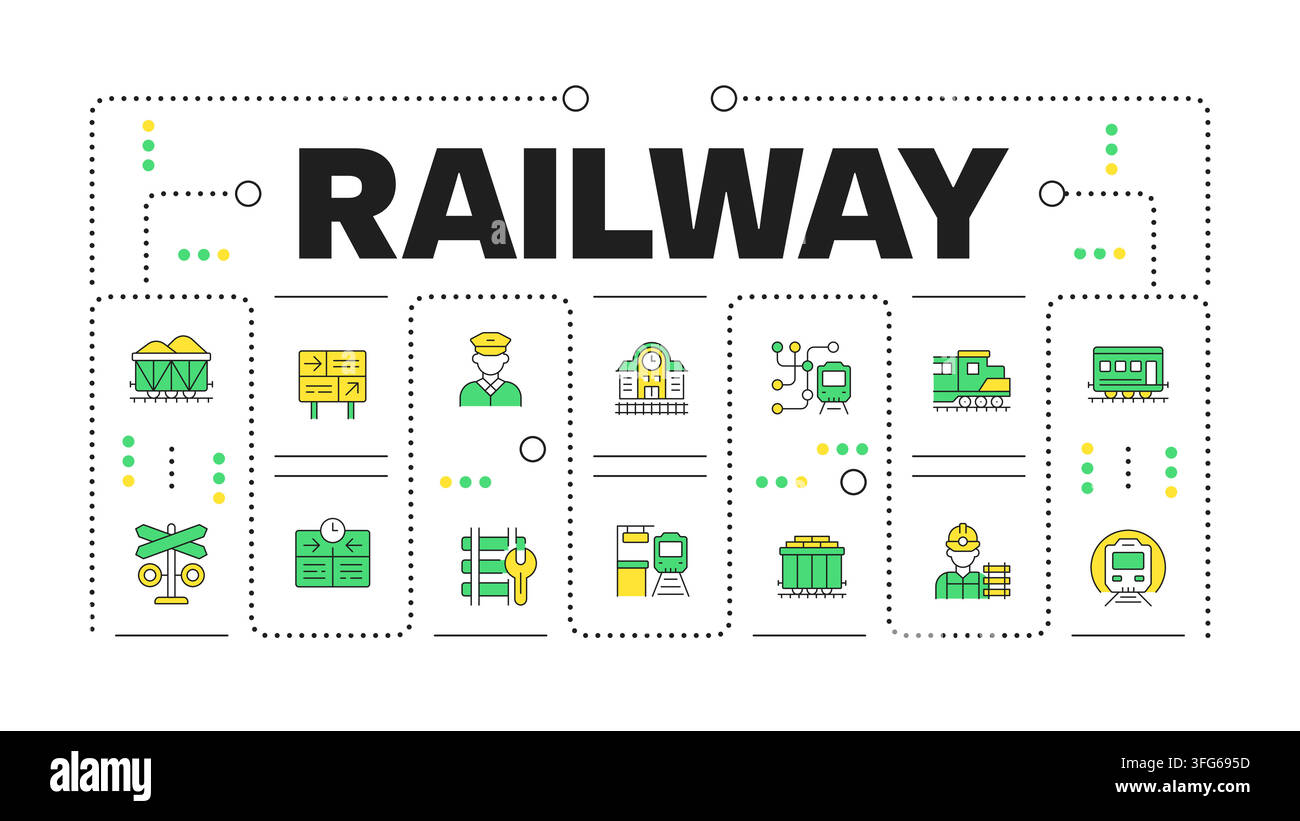 Railway concept banner graphic Stock Vector