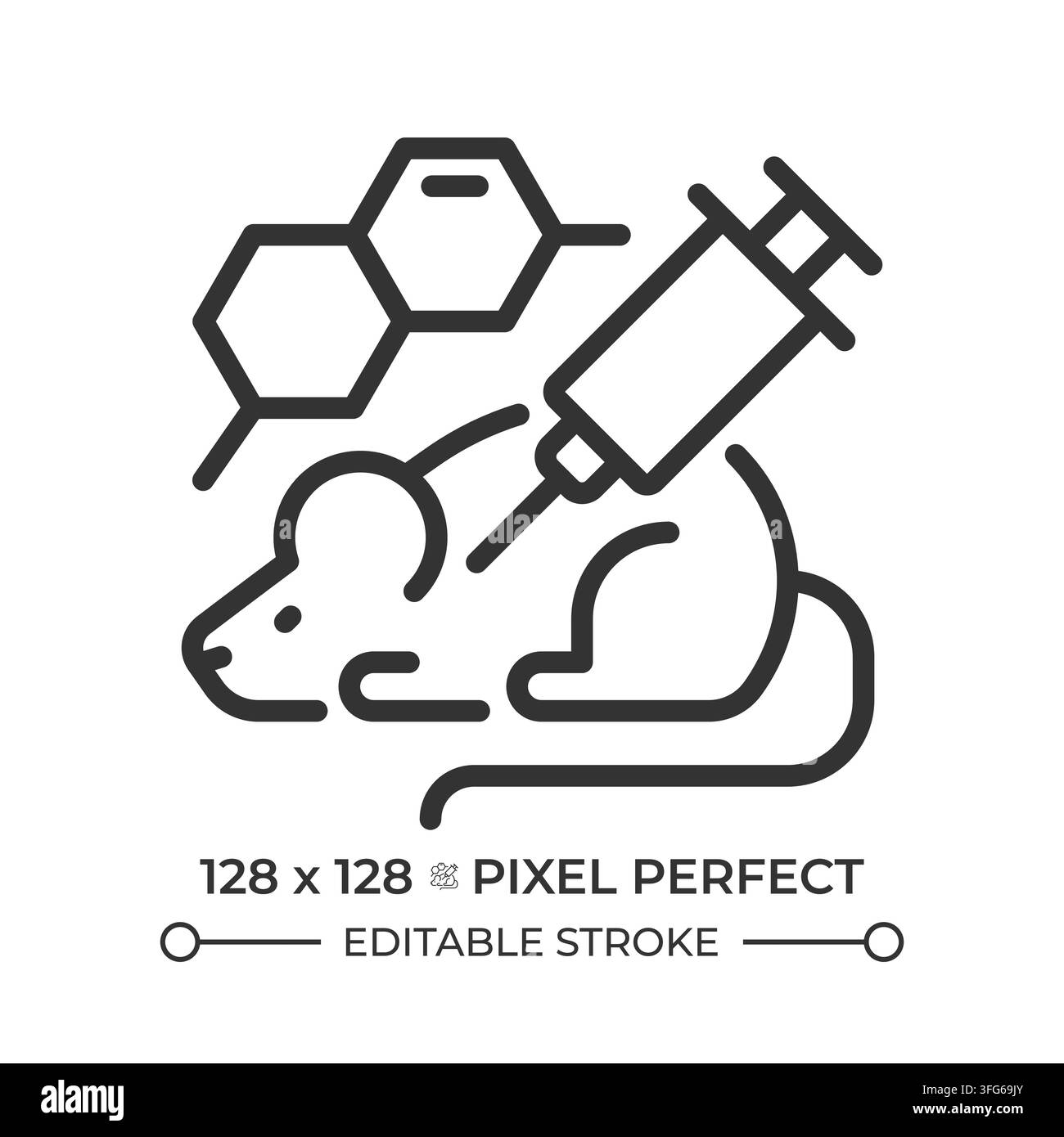 Laboratory mouse pixel perfect simple line icon Stock Vector