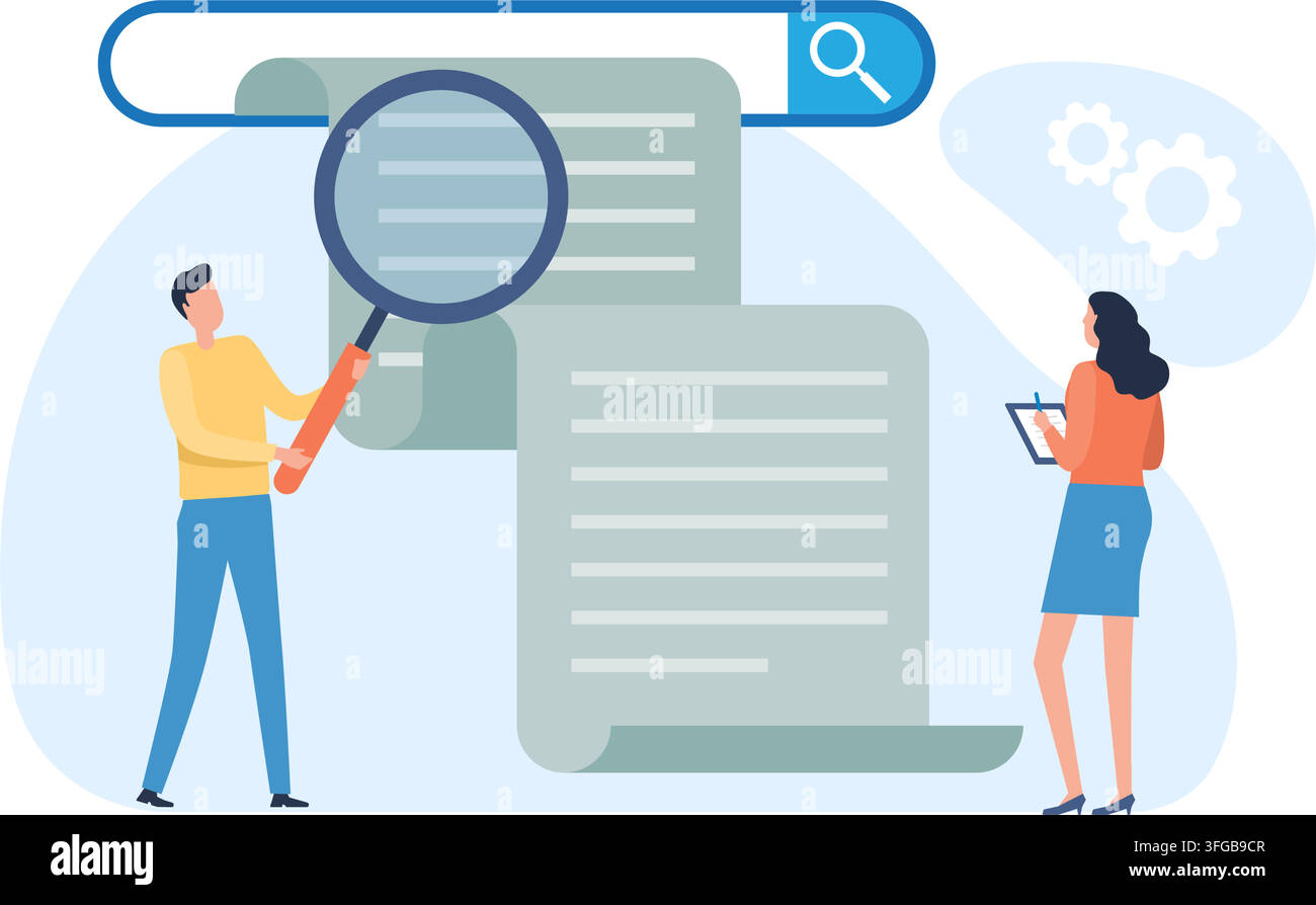 Search engine answering user questions concept stock illustration Stock Vector