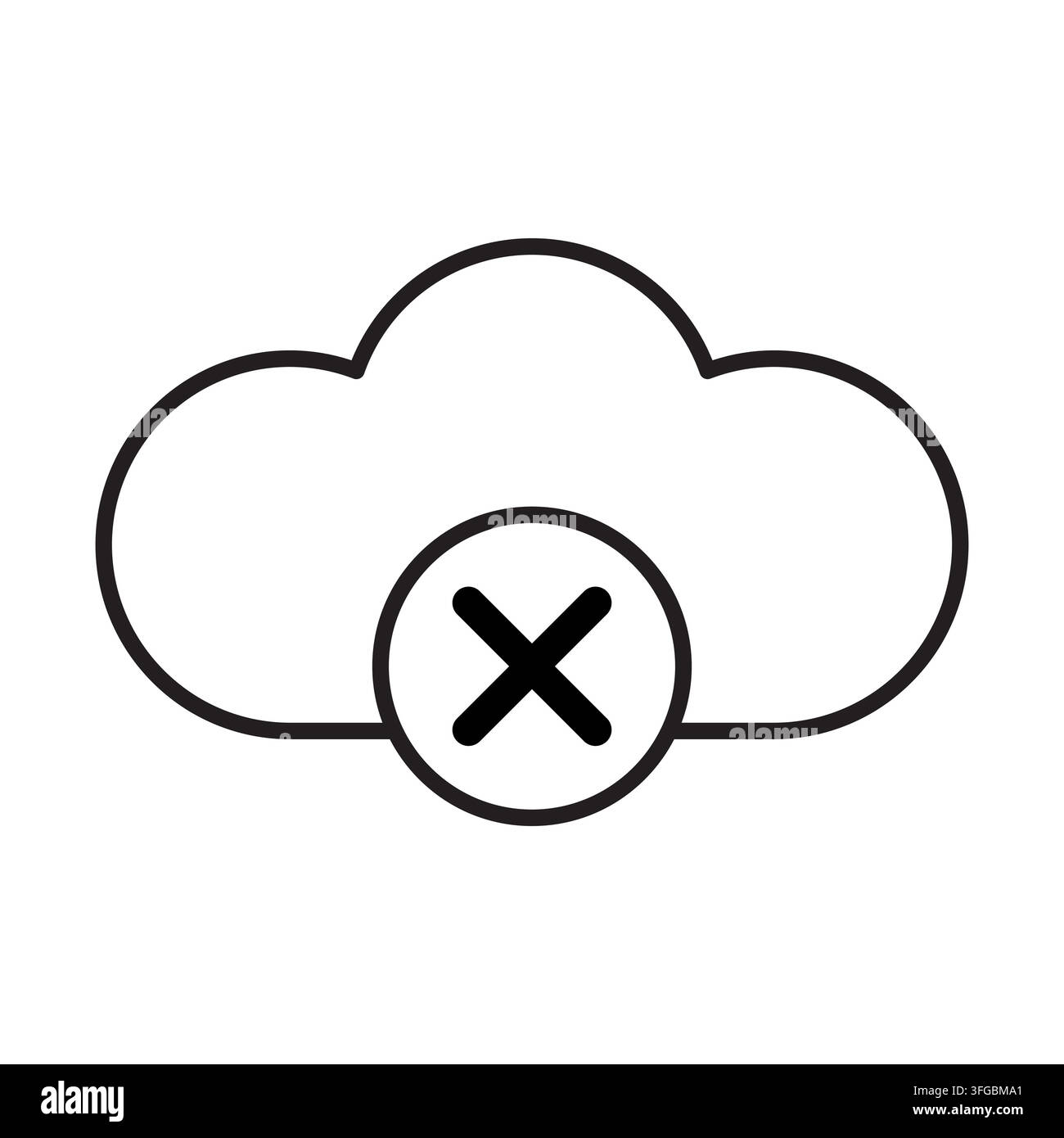 Cloud error cancel delete cross tech vector icon Stock Vector