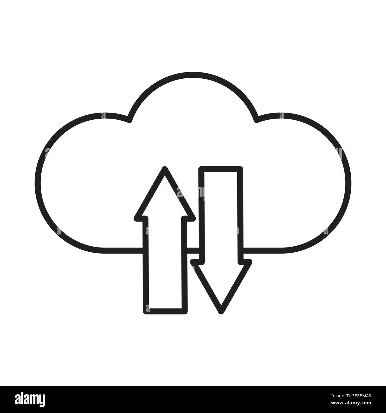 Cloud sync transfer arrow network data vector icon Stock Vector