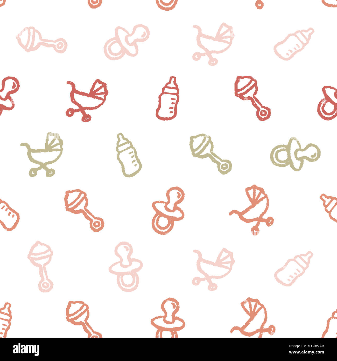 Baby Items Seamless Pattern. Vector seamless pattern illustration Stock Vector