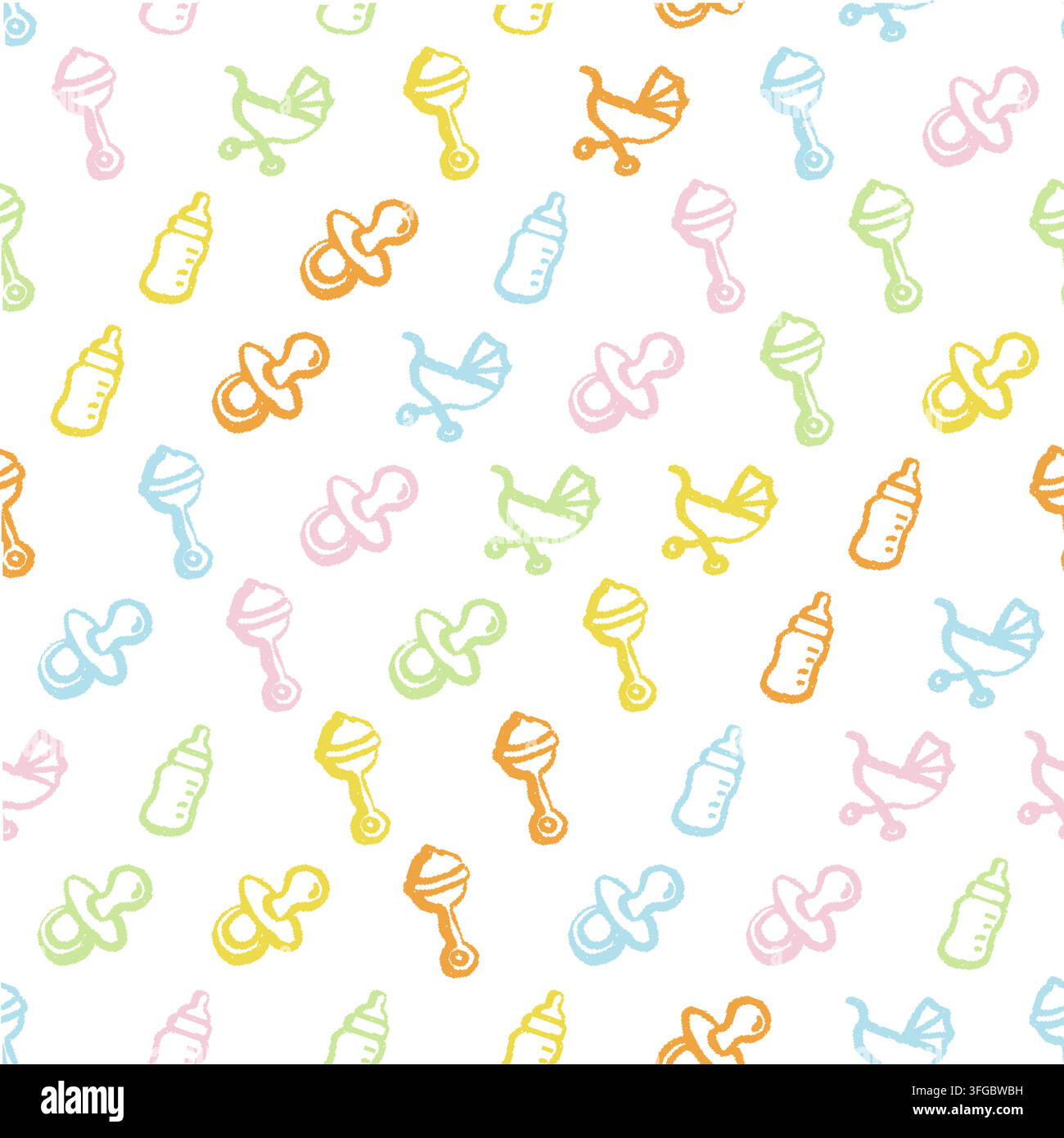 Baby Items Seamless Pattern. Vector seamless pattern illustration Stock Vector