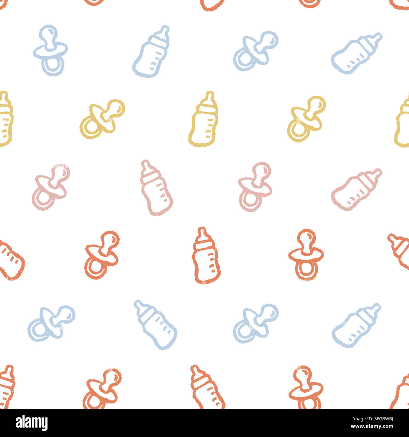 Baby Bottle Pacifier Seamless Pattern. Vector seamless pattern illustration Stock Vector