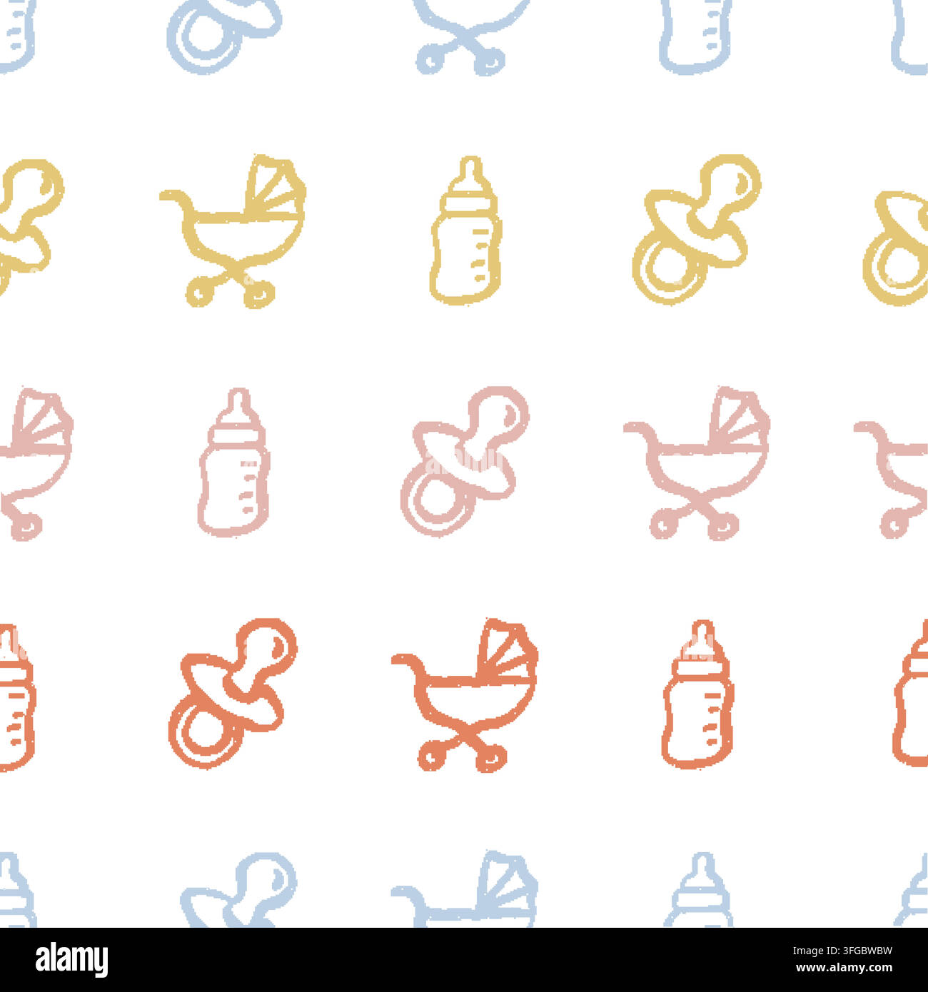 Baby Items Seamless Pattern. Vector seamless pattern illustration Stock Vector