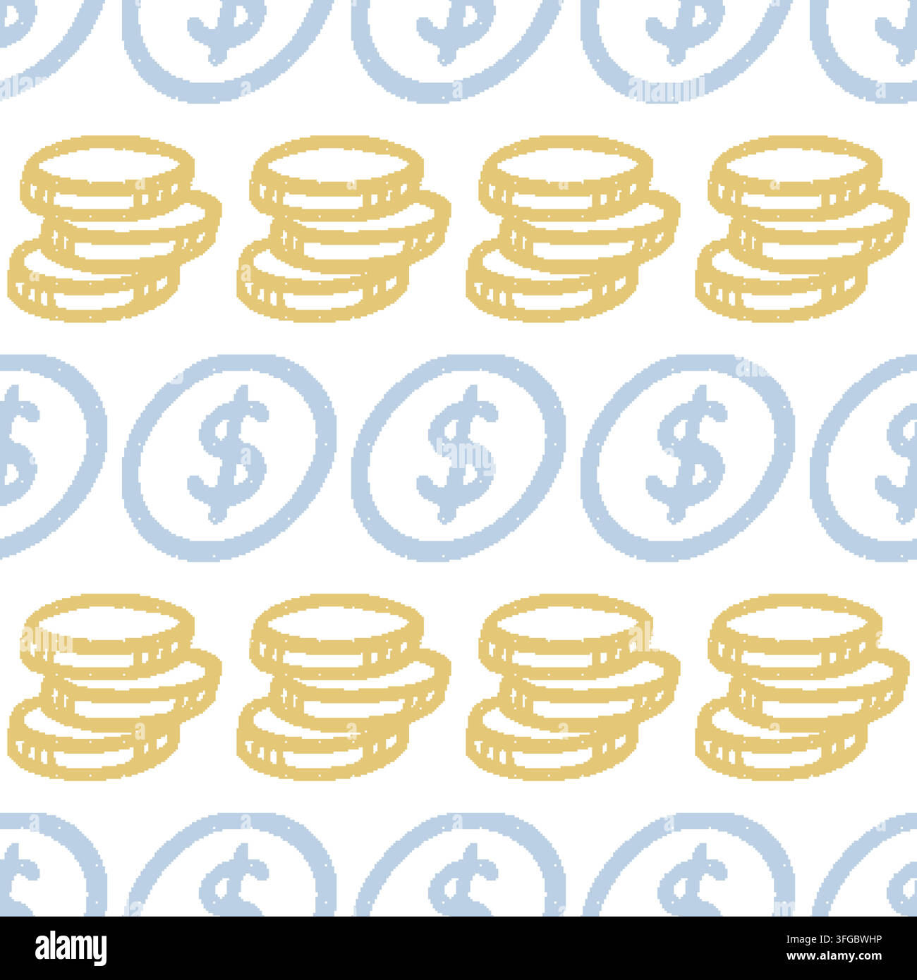 Coins Dollar Sign Seamless Pattern. Vector seamless pattern illustration Stock Vector