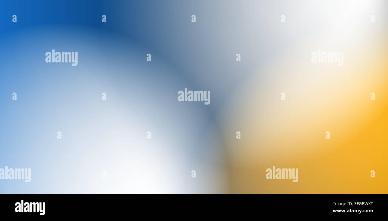 Vibrant abstract gradient background blending deep blue, bright yellow, golden brown and warm cream tones with soft blurred transitions. With its stro Stock Vector