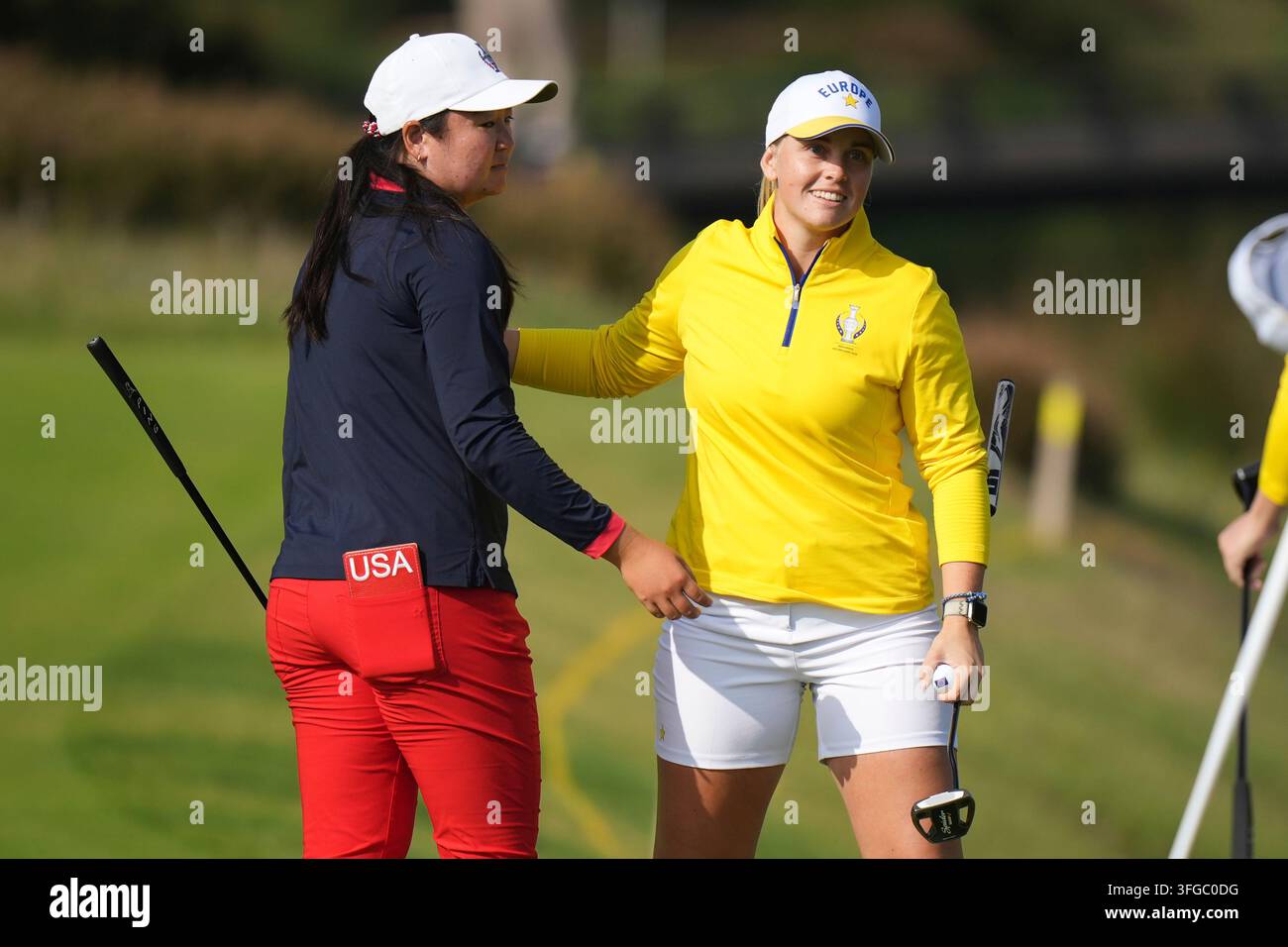 Course Correc Maja Stark, right, of Europe is congratulated by Allisen Corpuz of the ...
