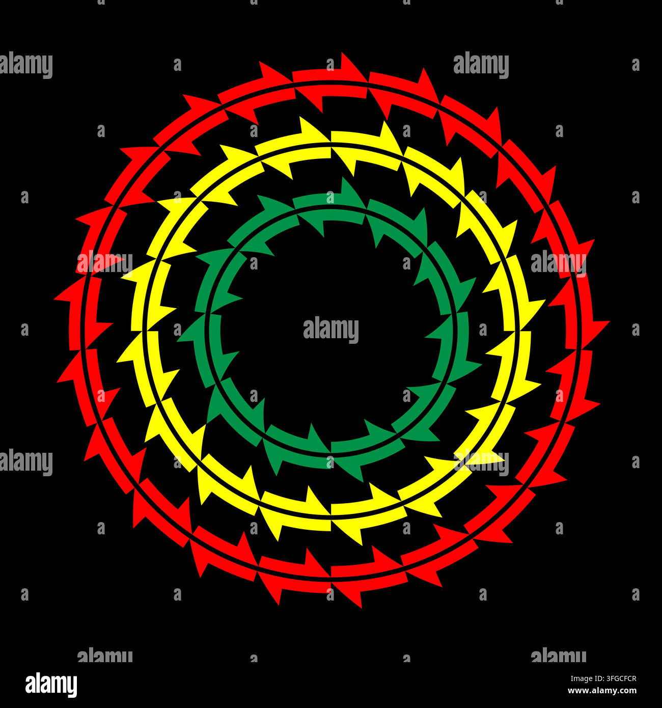 Abstract rasta color circular saw blade frame vector shape. eps 10. Stock Vector