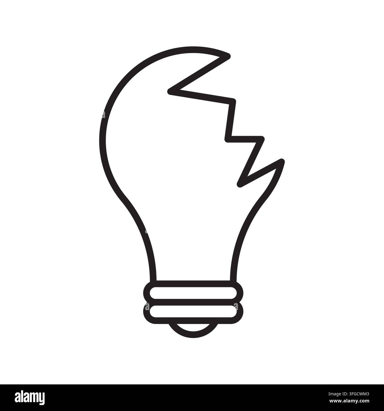 Lightbulb broken crack fail bad idea vector icon. eps 10. Stock Vector