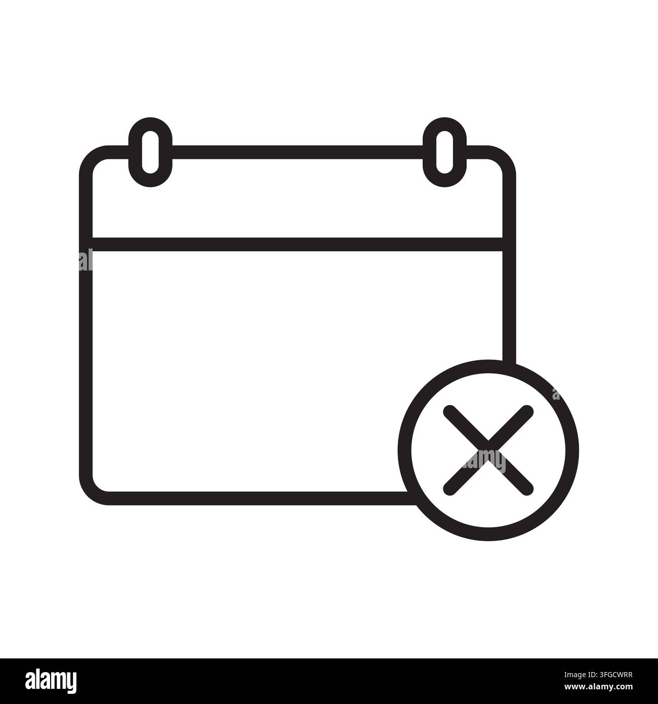 Calendar cancel cross decline schedule vector icon. eps 10. Stock Vector