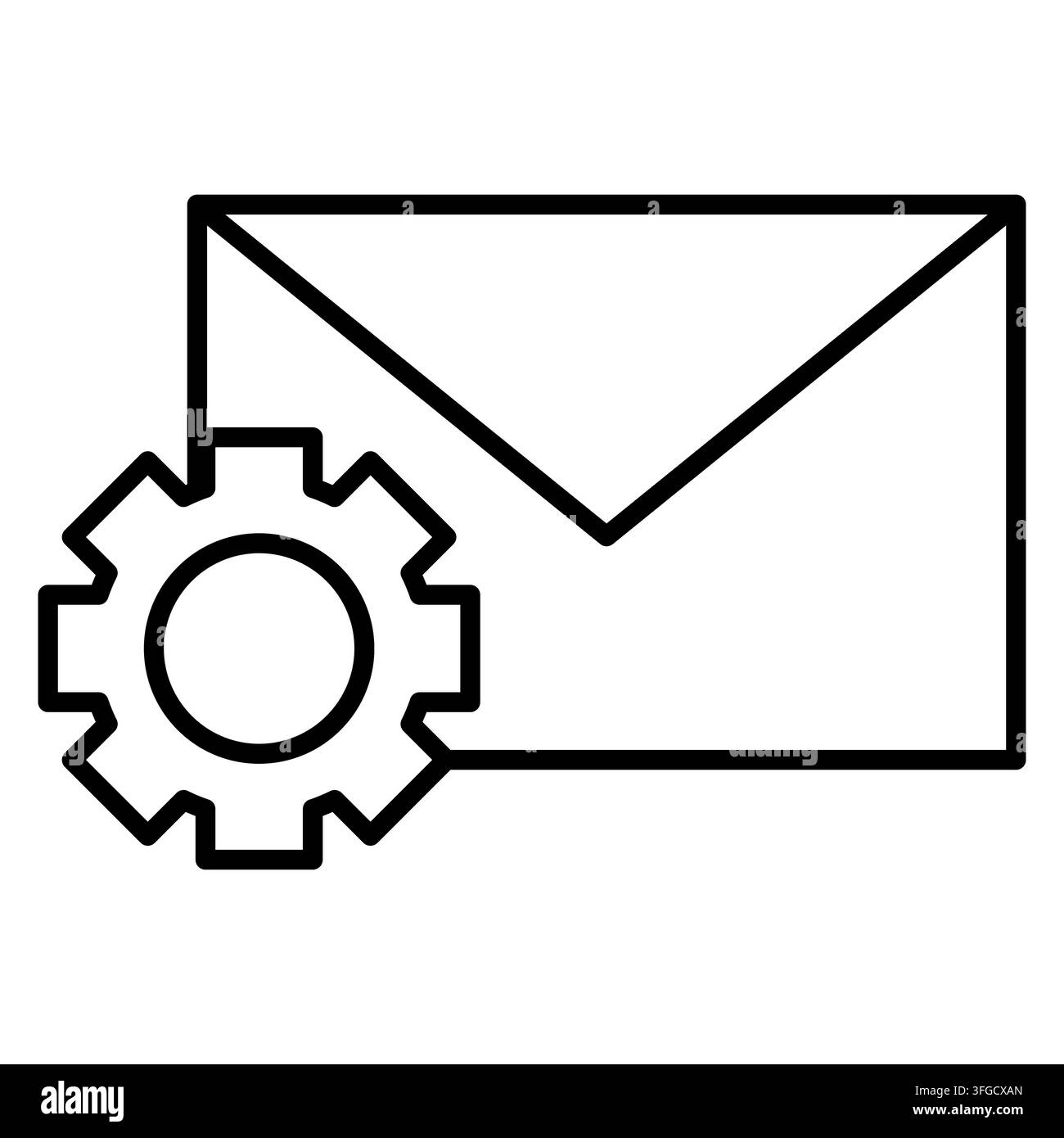 Mail gear setting envelope message config vector icon. eps 10. Stock Vector