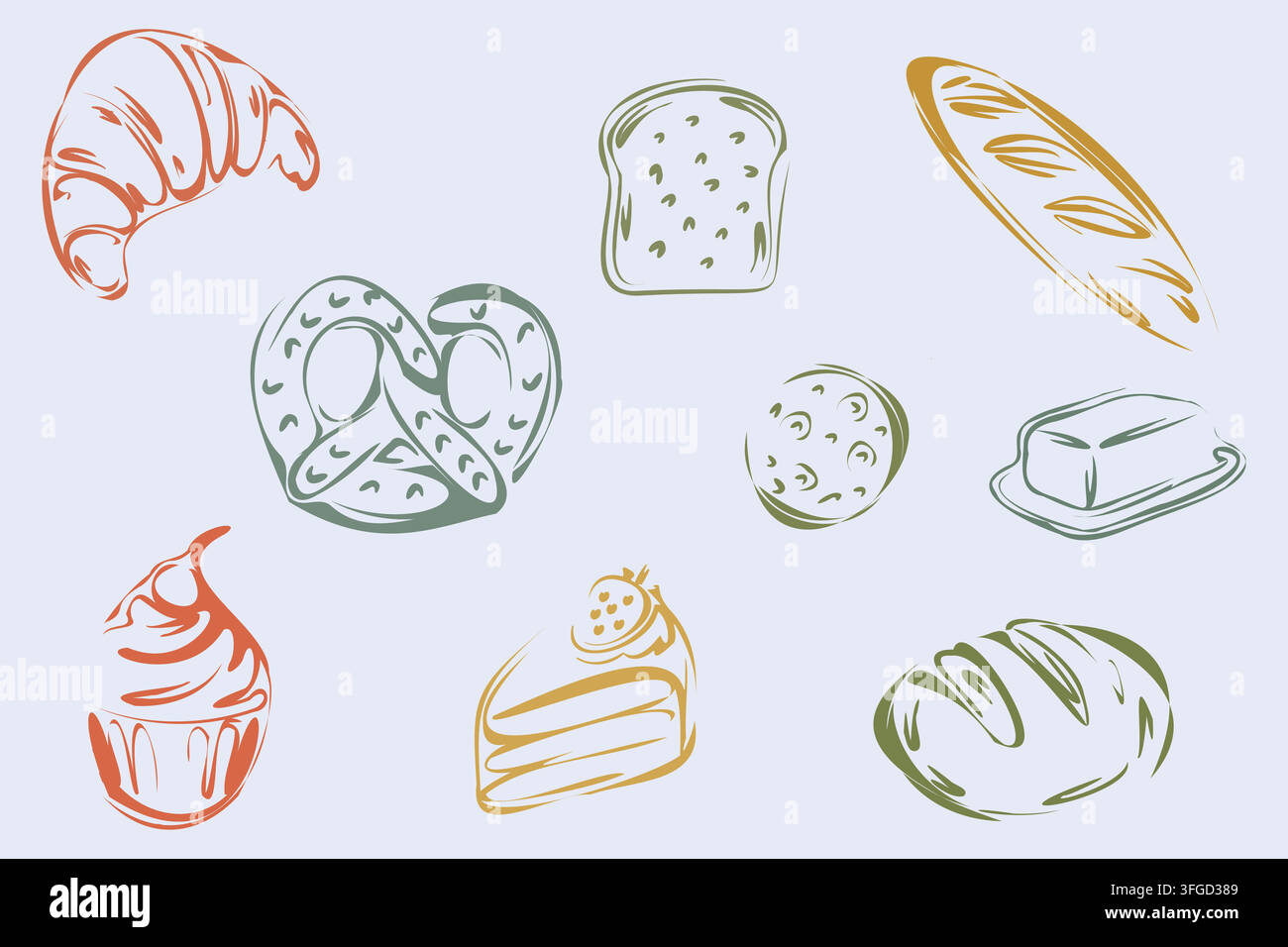 Bakery Outline Set Stock Vector