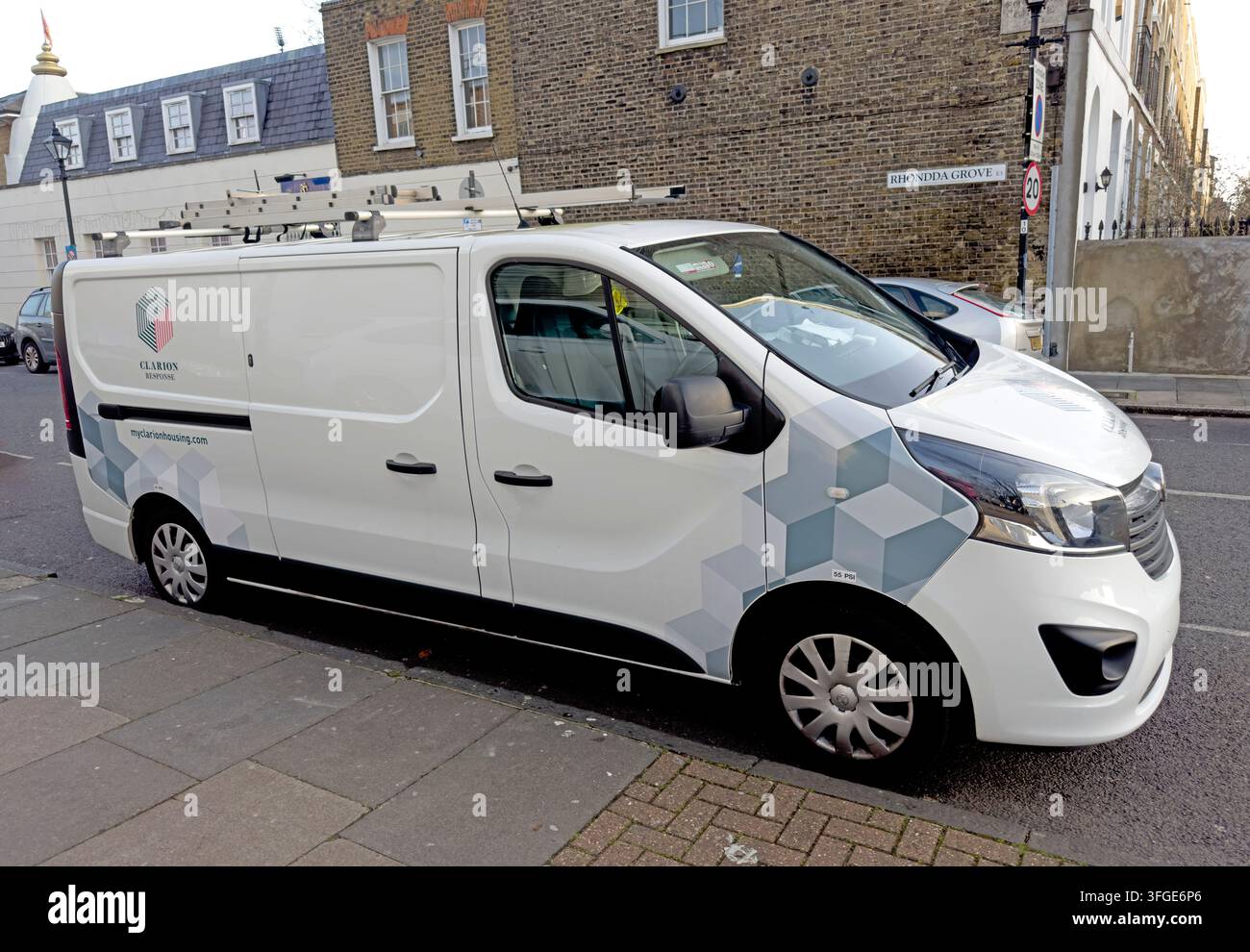 Clarion Housing Group repairs van in Mile End, London, representing one of Britain’s largest social-landlord maintenance operations. Stock Photo