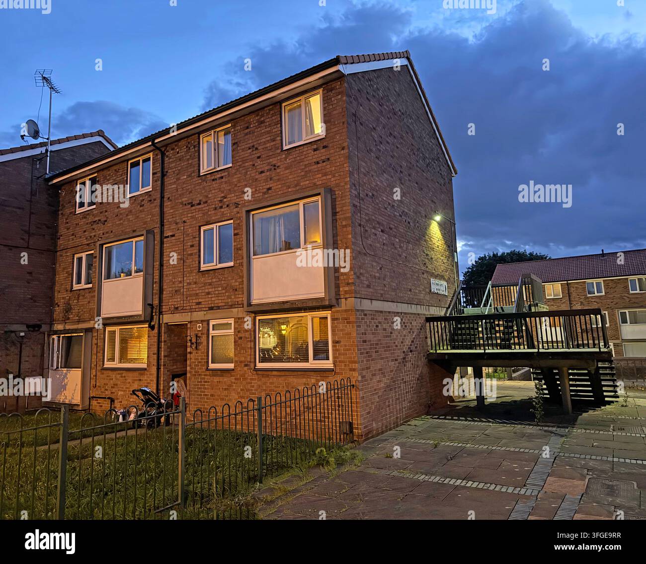 Brick-built social housing flats off George Street in York, North Yorkshire, England, UK. Stock Photo