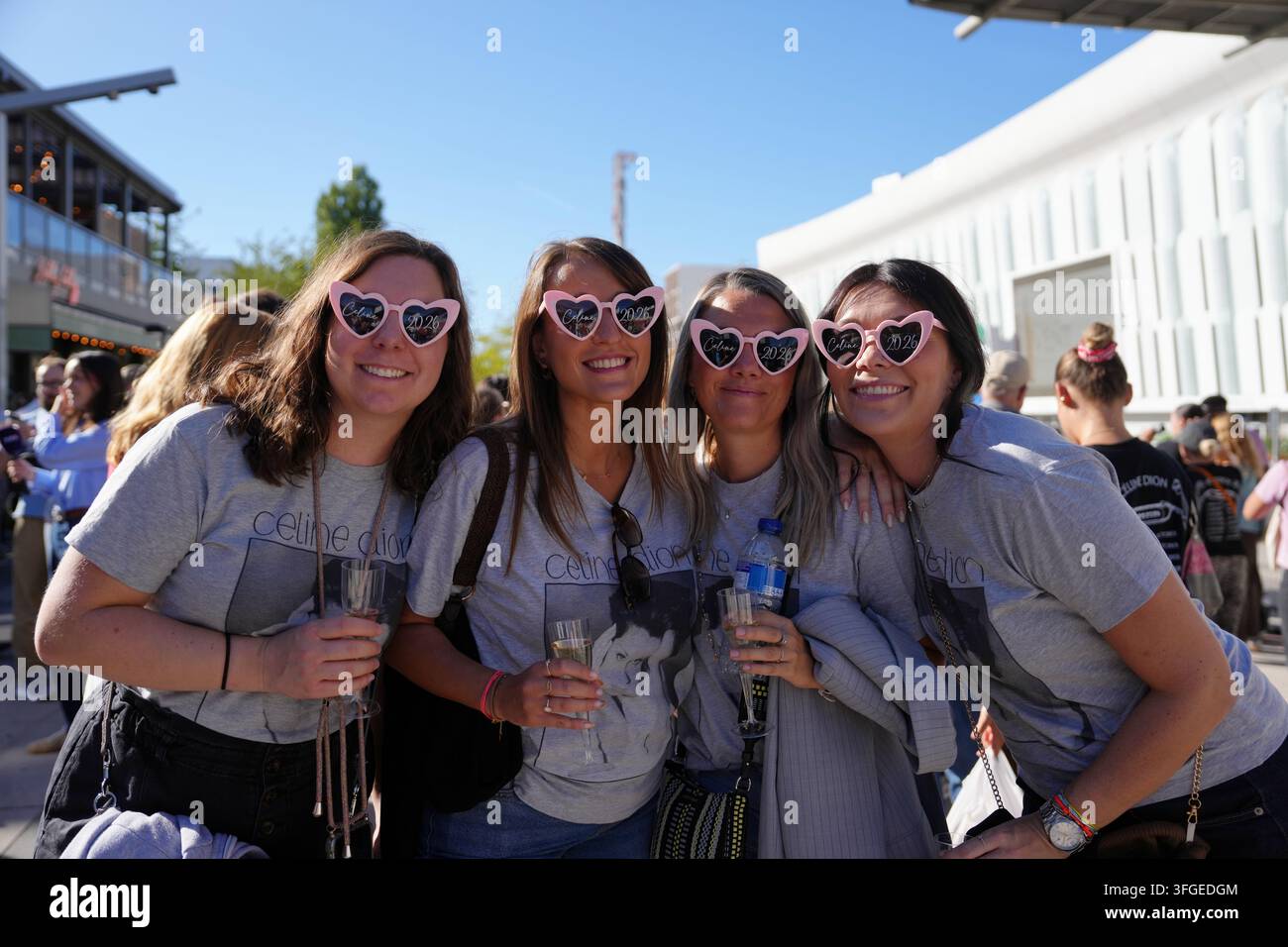Fans Of Celine Dion Pose Before The Opening Concert Of The Celine Dion fans-of-celine-dion-pose-before-the-opening-concert-of-the-celine-dion