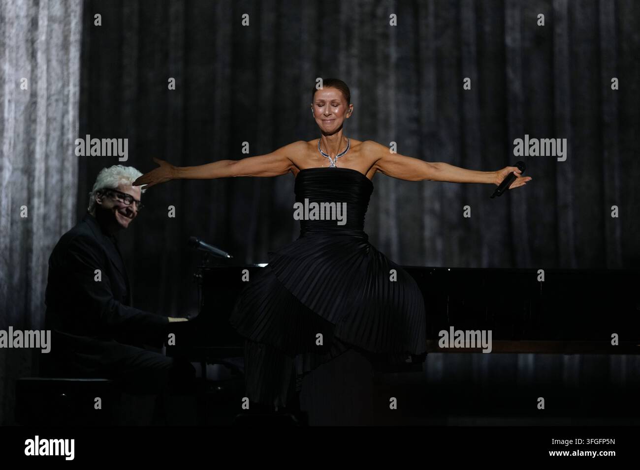 Singer Celine Dion Performs During The Opening Concert Of Her Celine singer-celine-dion-performs-during-the-opening-concert-of-her-celine