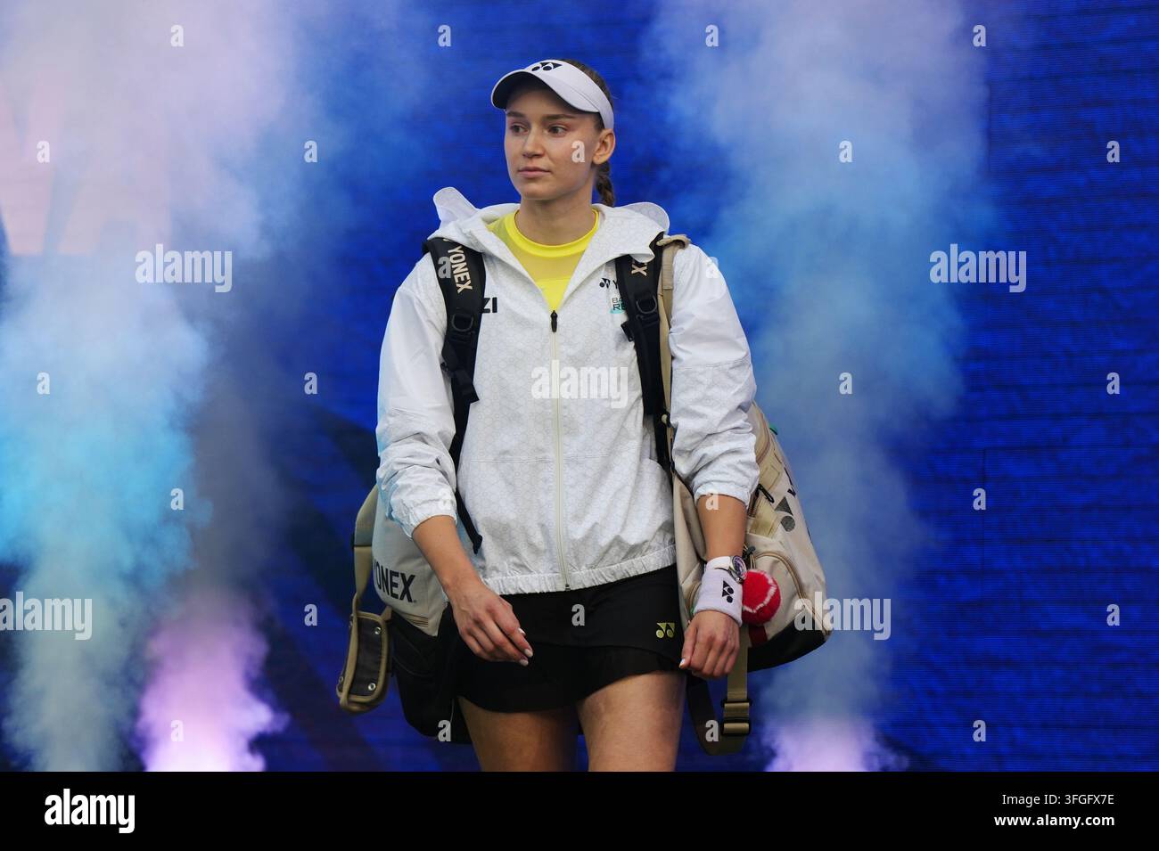 Elena Rybakina Of Kazakhstan Arrives For A Match Against Aryna elena-rybakina-of-kazakhstan-arrives-for-a-match-against-aryna