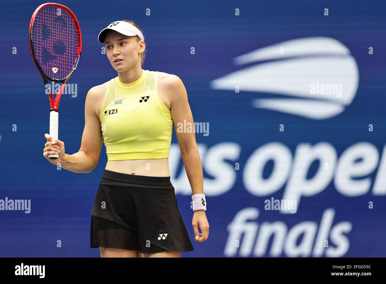 Elena Rybakina Of Kazakhstan Reacts To Winning The First Set Against elena-rybakina-of-kazakhstan-reacts-to-winning-the-first-set-against