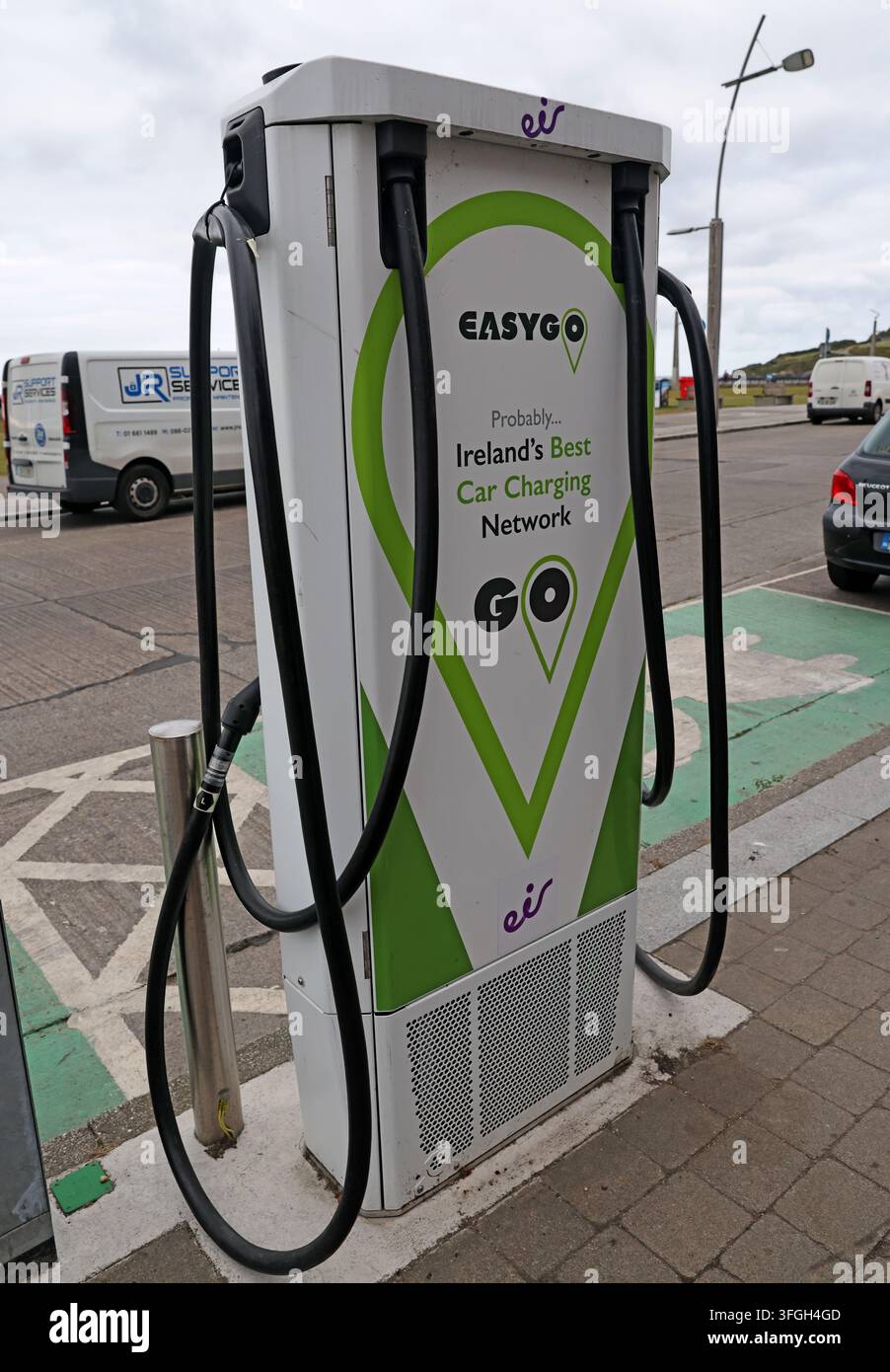 EasyGo GO electric-vehicle charging point at Bray seafront, County Wicklow, Ireland. Stock Photo