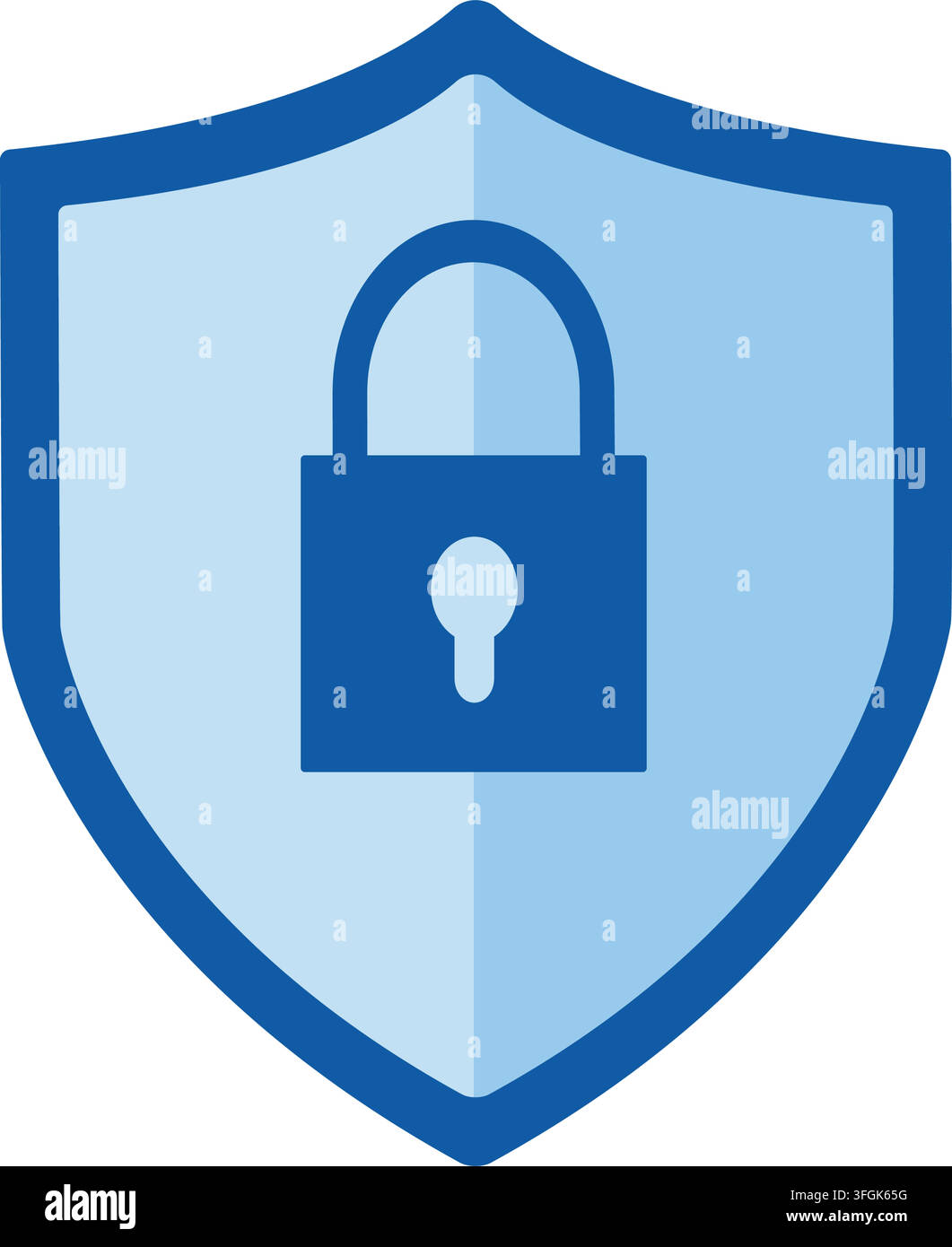 Shield with padlock icon representing cybersecurity, data protection, and privacy guarantee, flat vector illustration isolated on white background. Stock Vector