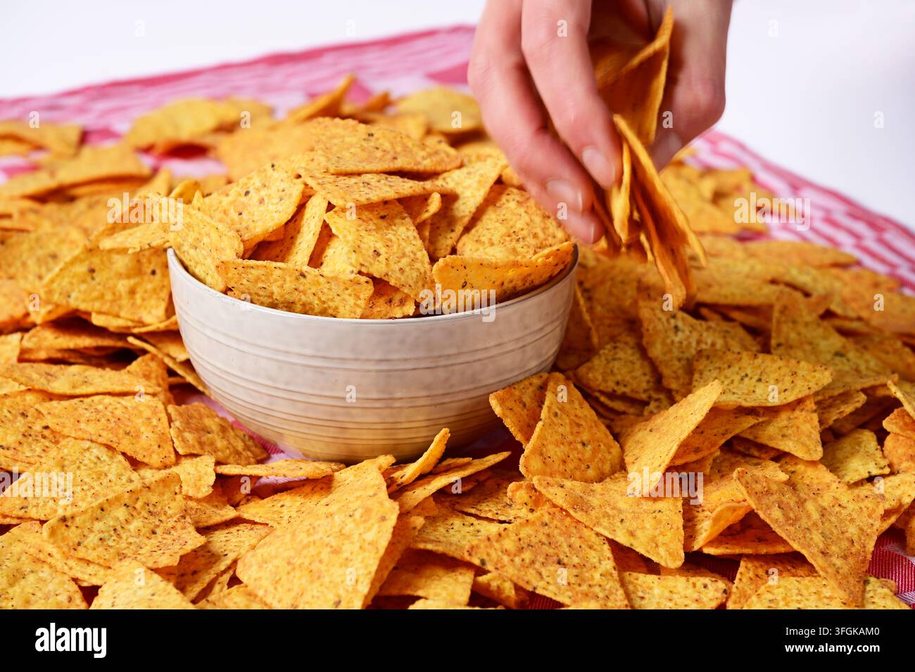 Bowl of tortilla chips Stock Photo