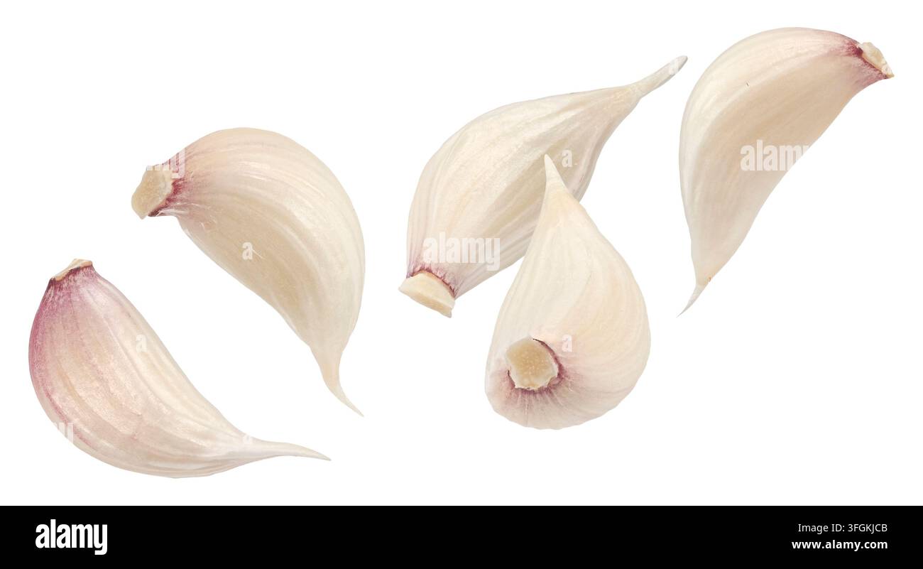Garlic cloves isolated on white background Stock Photo