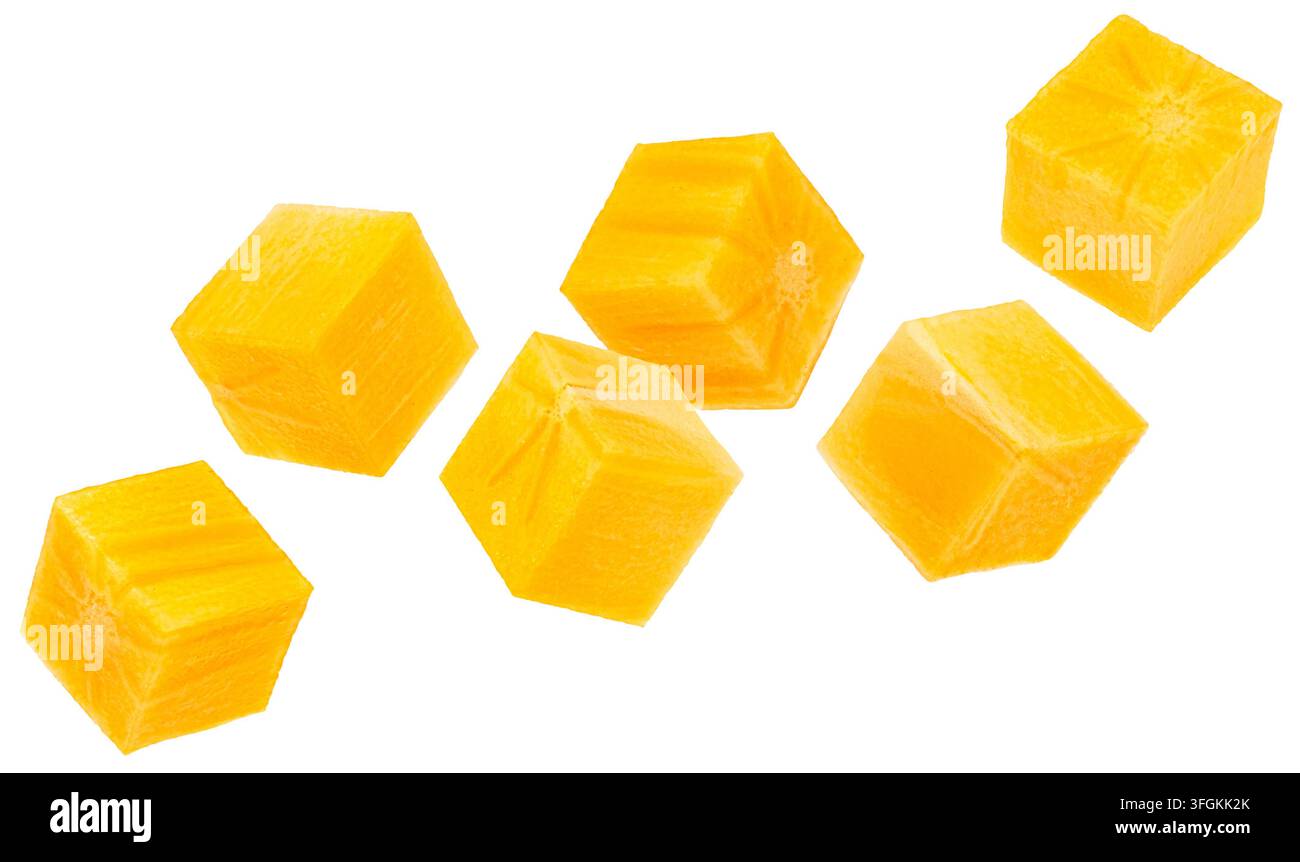 Kaki pulp slices isolated on white background Stock Photo